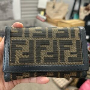 Fendi Blue Brown Zucca Wallet